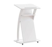 Yajuer Tavolo Podio Mobile per Sala Conferenze In Ufficio, Podio per Pulpito Della Chiesa con Ruote, Bancone per Reception In Legno per Conferenze, Podio con Pavimento Inclinato(White)
