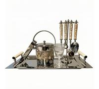 Yajuyi 4 Pezzi Kit Di | Elegante, Set da Bar in Acciaio Inox con Vassoio e Secchiello per il Ghiaccio, Kit da Bar con Portautensili e Accessori, Multicolore