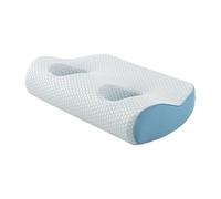 Yajuyi Cuscino Cervicale Supporto Collo Memory Foam Anti Sudore Cuscino Piercing Orecchio con Fori Traspirante Adatto Persone Sensibili Dormire Lato, Corteccia Blu