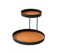 Yajuyi Scaffale Espositore a Doppio Livello con Ripiano Superiore Rialzato Base Robusta in Materiale Ferroso E Rivestimento Apparenza Pelle Adatto per, Bianco, Arancione, Ovale A Doppio Strato