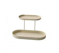 Yajuyi Scaffale Espositore a Doppio Livello con Ripiano Superiore Rialzato Base Robusta in Materiale Ferroso E Rivestimento Apparenza Pelle Adatto per, Bianco Latte, Ovale A Doppio Strato