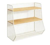 Yajuyi Scaffale Portaoggetti Multifunzionale in Legno E Ferro Mensola a Due Livelli Organizer Da Scrivania Espositore Da Tavolo Adatto per Soggiorno, White M