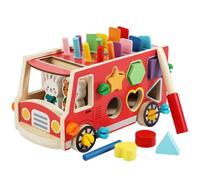 Yajuyi Veicolo Assemblabile per Bambini Giocattolo Autobus a Spinta Gioco di Incastri Martello di Legno in Compensato Stabile per Coordinazione Manuale Logica Precoce Gioco Libero Casa