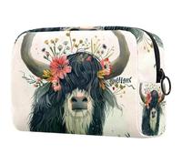 Yak - Beauty case da viaggio con motivo floreale, grande capacità, per donne, impermeabile, portatile, per articoli da toeletta, Multi, 18.5x7.5x13cm/7.3x3x5.1in, Art Deco