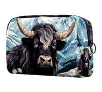 Yak Sunset - Trousse da viaggio per trucchi, grande capacità, per donne, impermeabile, portatile, per articoli da toeletta, Multicolore 9, 18.5x7.5x13cm/7.3x3x5.1in, Art Deco