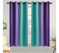 Yakamok Tende sfumate color foglia di tè e viola per camera da letto, tende oscuranti con occhielli, isolate termicamente dalla luce, per soggiorno, 132 x 160 cm, 2 pannelli