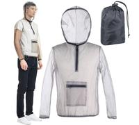 yakermur Abbigliamento protettivo contro le carezze, abbigliamento da mosche | Cappuccio in rete traspirante per donne e uomini all'aperto, grigio., 3XL