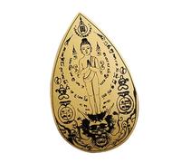 yakermur Amuleto thailandese in oro, con ciondolo a forma di Buddha thailandese, decorazione religiosa da collezione, con rune delle scritture, ciondolo per uomo e donna, Refer to description, Fare
