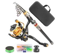 yakermur Canna Da E Mulinello Combo - Canna Telescopica per Trota,Attrezzature per Campeggio Escursionismo Lago Fiume Pontone Kayak Viaggi Surf