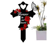 yakermur Marcatori Grave, decorazioni da giardino Grave,Papé de cimitero Acrilico 2D per l'esterno, eleganti marcatori di tombe commemorative per il cimitero, il cuore e la forma di