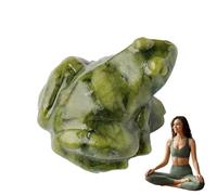 yakermur Statuetta decorativa a forma di rana, in giada, intagliata a mano, decorazione per la casa per camera da letto, decorazione natalizia per meditazione