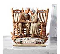 yakermur Statuette in legno che crescono insieme - coppia in legno decorazione da tavolo - simboleggia l'amore duraturo, romantico ornamento in legno per moglie, amico, marito, padre