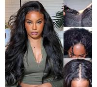 Yaki Straight V Part Wig Capelli Umani - Parrucca Donna Kinky Straight Upgrade U Part Human Hair - Facile da Indossare Senza Colla 22 Pollici 55 cm