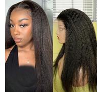 Yaki Straight Wear and Go Glueless Breathable Parrucca 13X6 pizzo frontale parrucca per donne nere 20 pollici Kinky dritto parrucca nera naturale