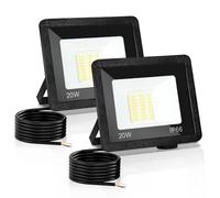 Yakimz faretto LED da esterno, 2 pezzi 20W LED proiettore, IP66 luce a parete, 3 temperatura di colore regolabile, super luminoso luce esterna LED per giardino garage casa cortile casa, 230V