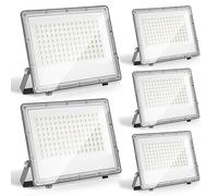 Yakimz Faretto LED per esterni, 100W, 5x LED faretti da costruzione, impermeabile IP65, 230V, super luminoso 9900lm, 6000K bianca fredda, illuminazione per esterni per campo sportivo (senza spina)