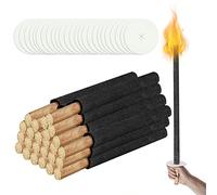 Yakimz Fiaccole di Cera, torce di cera da giardino, durata di combustione 45 min, in torcia incl. protezione per le mani con manico extra lungo per bambini torce per escursioni notturne, 100 pz.