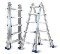 Yakimz Scala multiuso 513 cm, scala telescopica 3 in 1, 4 x 5 pioli, pieghevole, in alluminio, multifunzione, portata massima 150 kg
