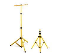 Yakimz Treppiede telescopico giallo, doppio treppiede, regolabile in altezza, per faretto a LED, lampada da lavoro, treppiede in acciaio