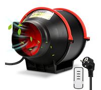 Yakimz Ventilatore a canale in linea 100 mm 320 m3/h ventilatore di scarico 220 V silenzioso con telecomando spina europea per bagno WC cucina serra tenda garage nero rosso