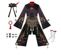 Yakisle Hu tao - Costume da Hu Tao, per cosplay, Halloween, con cappello, da donna (L, nero)