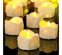 Yakpo 12 pezzi timer, luci tealight votive, funzionamento a batteria, senza fiamma, LED tremolante, candele artificiali elettriche, confezione grande per Natale, Halloween, decorazioni di zucca