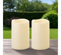 Yakpo 2 Pezzi 10 x 15 cm Candele Impermeabili da Esterno con Timer a Batteria, Grandi Candele LED da Esterno, Candele Elettriche Flameless a Fiamma Tremolante per Decorazioni di Lanterna da Giardino