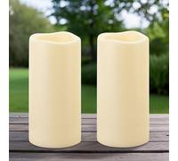 Yakpo 2 Pezzi 10 x 20.3 cm Grandi Candele LED Impermeabili con Timer, Candele Flameless da Esterno a Batteria, Candele Elettriche Impermeabili per Decorazioni di Lanterne da Giardino