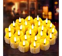 Yakpo 24 lumini a LED con timer, tealight a LED con funzione timer, piccolo timer elettrico senza fiamma tremolante, con batteria per decorazioni natalizie e Halloween