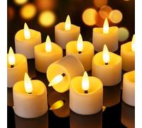 Yakpo 24 lumini a LED senza fiamma con timer, candele elettriche tremolanti, alimentate a batteria, piccole candele artificiali con funzione timer per decorazioni di Natale, tavolo e Halloween