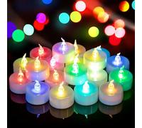 Yakpo 24 lumini colorati a LED a cambio rapido di colori, funzionamento a batteria, senza fiamma, tremolante, luce elettrica colorata colorata per Natale, compleanno e Halloween decorazioni