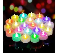 Yakpo 24 Lumini con Cambio di Colore Lento, Funzionamento a Batteria, Senza Fiamma, Senza Sfarfallio, Candele a LED Colorate, Confezione Grande per Decorazioni di Natale e Halloween