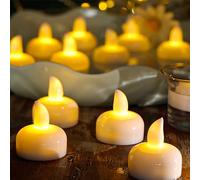 Yakpo 24 pezzi candele LED galleggianti impermeabili senza fiamma, candele votive LED funzionanti a batteria per esterni, candele a luce calda e tremolante per matrimoni, stagni, decorazioni SPA