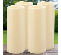 Yakpo 4 Pezzi 10 x 25.4 cm Grandi Candele LED Impermeabili da Esterno con Timer, Candele Flameless da Esterno a Batteria, Candele LED a Fiamma Tremolante per Decorazioni di Lanterne da Festival