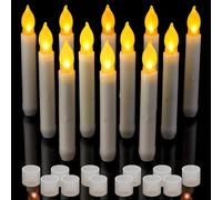 Yakpo Confezione da 12 candele a LED senza fiamma tremolanti a batteria, tremolanti elettriche, galleggianti, per finestre, candelabri, portacandele, decorazioni natalizie da tavola