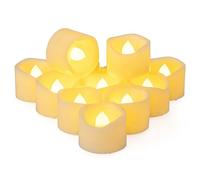 Yakpo Confezione da 12 candele da tè senza fiamma, alte 3,8 cm x 3 cm, funzionamento a batteria, tremolanti LED, luce tremolante, luce tremolante per esterni, candele finte per Halloween, matrimoni,