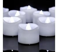 Yakpo Confezione da 12 lumini a LED a batteria, colore bianco freddo, con timer, senza fiamma, tremolanti, candele votive elettriche a LED, per Natale, Halloween, decorazioni a forma di zucca