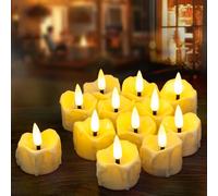 Yakpo Confezione da 12 lumini a LED a batteria, senza fiamma, tremolanti a LED, candele votive con timer, per esterni, per Natale, Halloween, decorazioni a forma di zucca