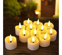 Yakpo Confezione da 12 lumini a LED a batteria, senza fiamma, tremolanti, con timer elettrico, candele votive a LED tremolanti per esterni, per Natale, Halloween, decorazioni a forma di zucca
