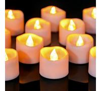 Yakpo Confezione da 12 lumini a LED gialli caldi, alimentati a batteria, senza fiamma, senza fiamma, candele votive finte a LED, per Natale, Halloween, decorazioni a forma di zucca