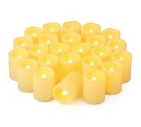 Yakpo Confezione da 24 candele votive da 3,8 x 5,1 cm, senza fiamma, funzionamento a batteria, accese, oltre 200 ore, candele votive a LED, per esterni, per matrimoni, Halloween, Natale, decorazioni