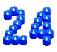 Yakpo Confezione da 24 lumini a LED blu a batteria, senza fiamma, votivi per esterni, elettrici, per matrimoni, feste a tema blu, compleanni, Natale, Halloween, decorazioni