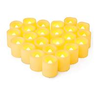 Yakpo Confezione da 24 lumini da 3,8 x 4,6 cm, senza fiamma, funzionamento a batteria, illuminate oltre 200 ore di tremolio a LED, candele votive elettriche per esterni, per matrimoni, Halloween,
