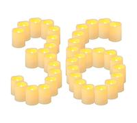 Yakpo Confezione da 36 candele votive senza fiamma da 3,8 x 5,1 cm, funzionamento a batteria, luci LED tremolanti elettriche tremolanti per esterni, candele finte per matrimoni, Halloween, zucche,