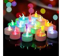 Yakpo Confezione da 36 lumini a LED che cambiano colore, funzionamento a batteria, senza fiamma, elettriche, colorate, tremolanti, per Natale, Halloween, zucche (tremolio lento)