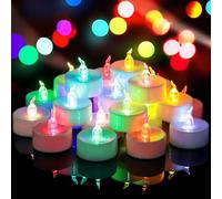 Yakpo Confezione da 36 lumini votivi elettrici colorati che cambiano colore, funzionamento a batteria, senza fiamma, senza fiamma, candele colorate a LED per compleanni, Natale, decorazioni di
