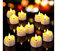 Yakpo Confezione da 48 lumini a LED a batteria, senza fiamma, tremolanti con timer, piccole candele elettriche tremolanti per feste di Natale, decorazioni a zucca di Halloween