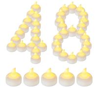 Yakpo Confezione da 48 lumini galleggianti a LED, impermeabili, senza fiamma, tremolanti a batteria, candele votive a LED per esterni, per matrimoni, centrotavola, vasi, decorazioni di Halloween