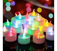 Yakpo Confezione da 48 lumini votivi che cambiano colore lentamente, funzionamento a batteria, senza fiamma, elettriche, colorate, tremolanti, per feste di Natale, decorazioni a zucca di Halloween
