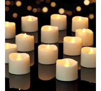 Yakpo Confezione da 48 lumini votivi con timer, funzionamento a batteria, senza fiamma, senza fiamma, candele votive a LED, tremolanti, elettriche, per Natale, Halloween, decorazioni a forma di zucca
